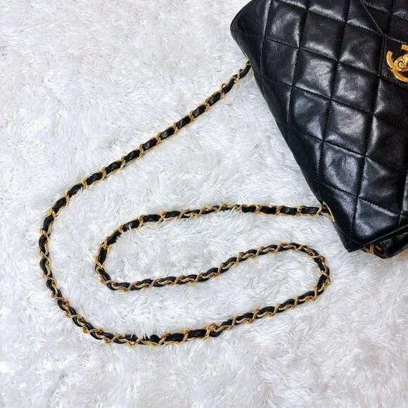 Authentic CHANEL 24K Vintage Classic Single Flap Bag Quilted Lambskin Chain Tote - Picture 11 of 11